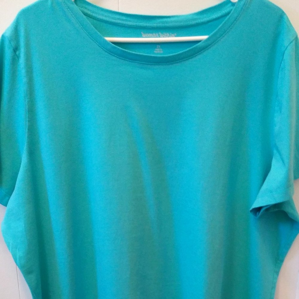 Woman Within  26/28 Aqua Tee shirt